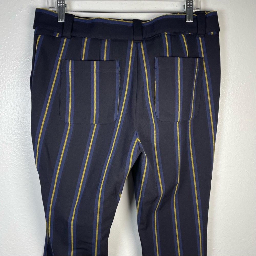 Ann Taylor Loft Petite Striped Cuffed Belted Trousers New With Tag 8P Black Navy - Picture 4 of 14